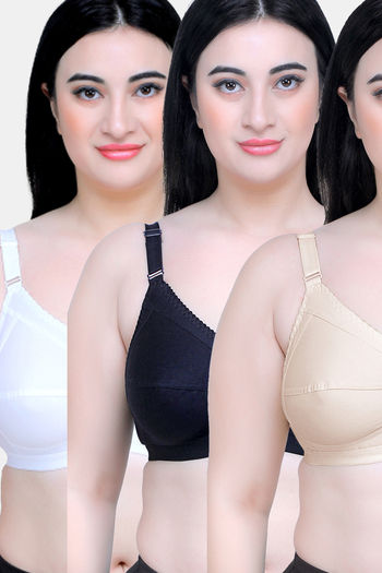 Buy Maroon Clothing Single Layered Non Wired Full Coverage Minimiser Bra (Pack of 3) - Assorted